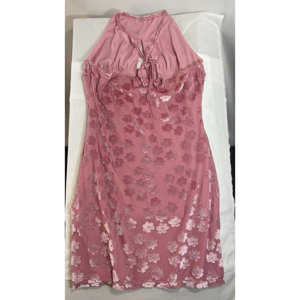 Daisy Street Pink Floral Halter Mini Dress Y2K Coquette Bodycon M Festival Rave - Picture 8 of 9